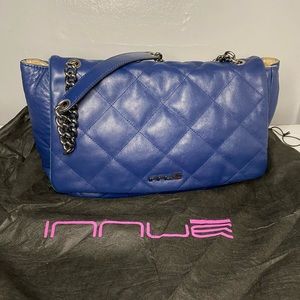INNUE Royal Blue Leather Handbag diamond stitching